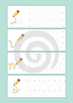 Tracing Lines vector for preschool or kindergarten and special Education. Tracing Lines for developing fineÂ motor skills